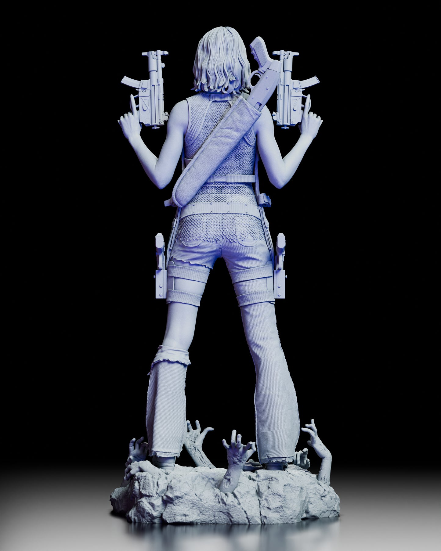 Rear view of the Alice figure model kit showing her signature sword and tactical outfit details.