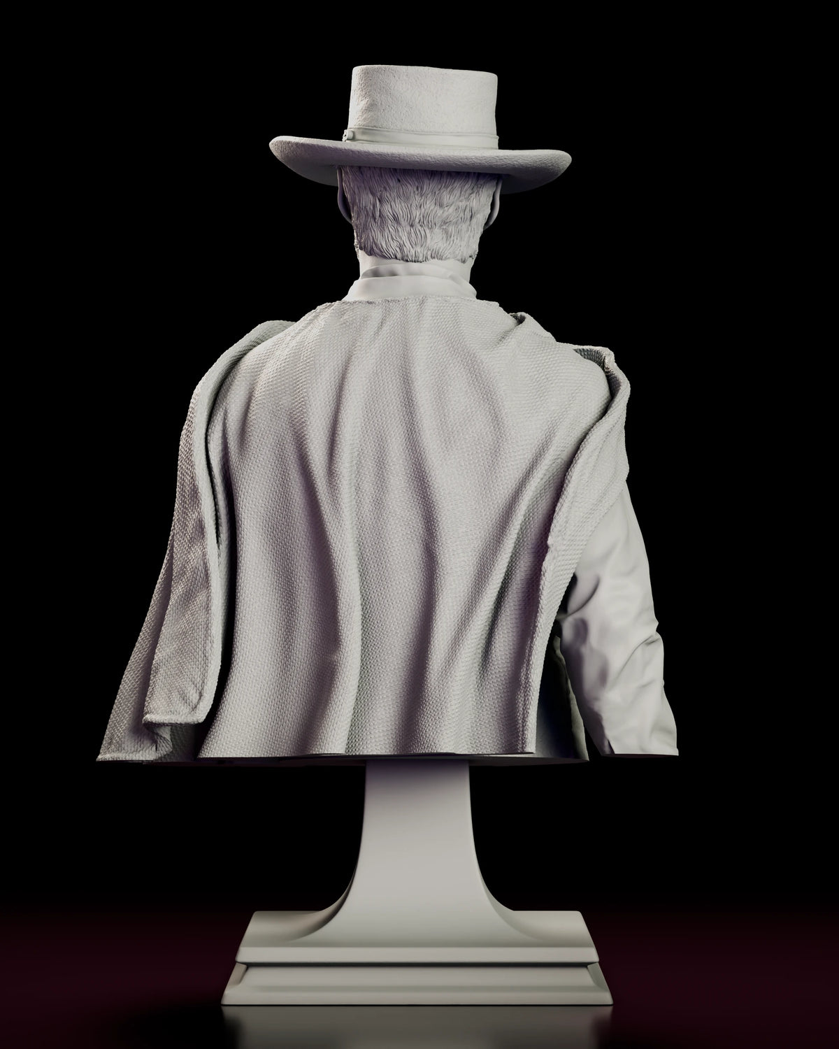 Back view of the Blondie bust figure model kit showing the poncho and hat from behind