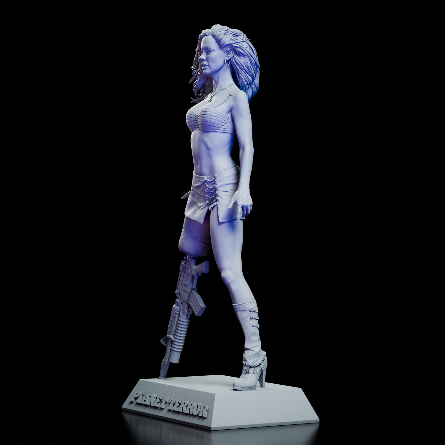 Left side view of Cherry Darling Planet Terror maquette with detailed sculpting