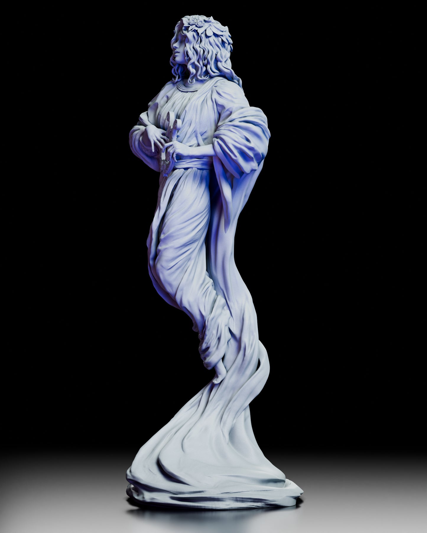 Left side view of The Eternal Muse highlighting sculpted movement in her robes and graceful posture