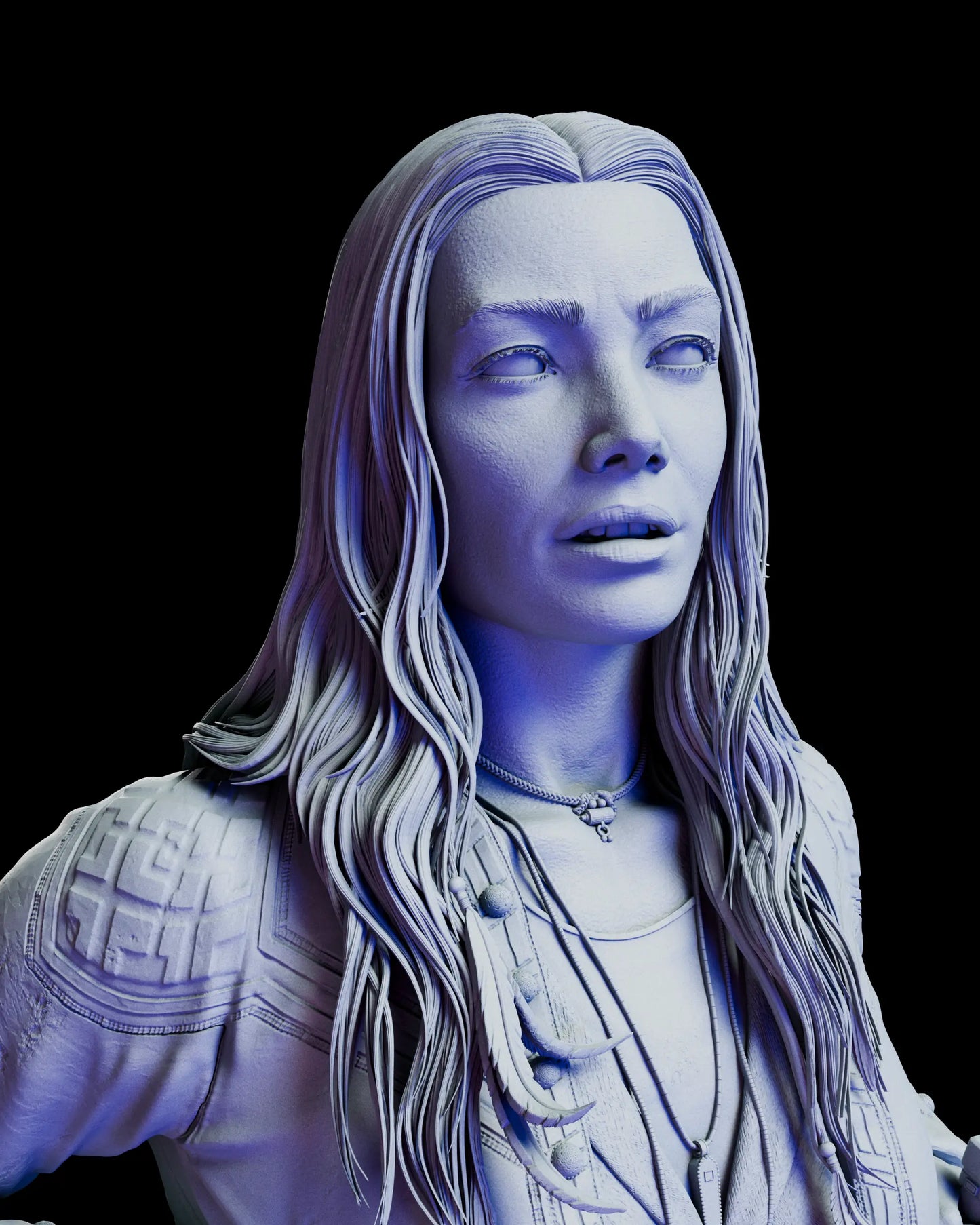 Close-up portrait of Anne Bonny without hat emphasizing facial expression and sculpt detail