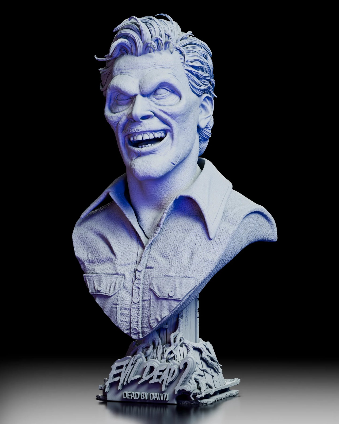 Alternate Deadite portrait of the Ash Evil Dead 2 bust featuring monstrous grin and detailed facial sculpt
