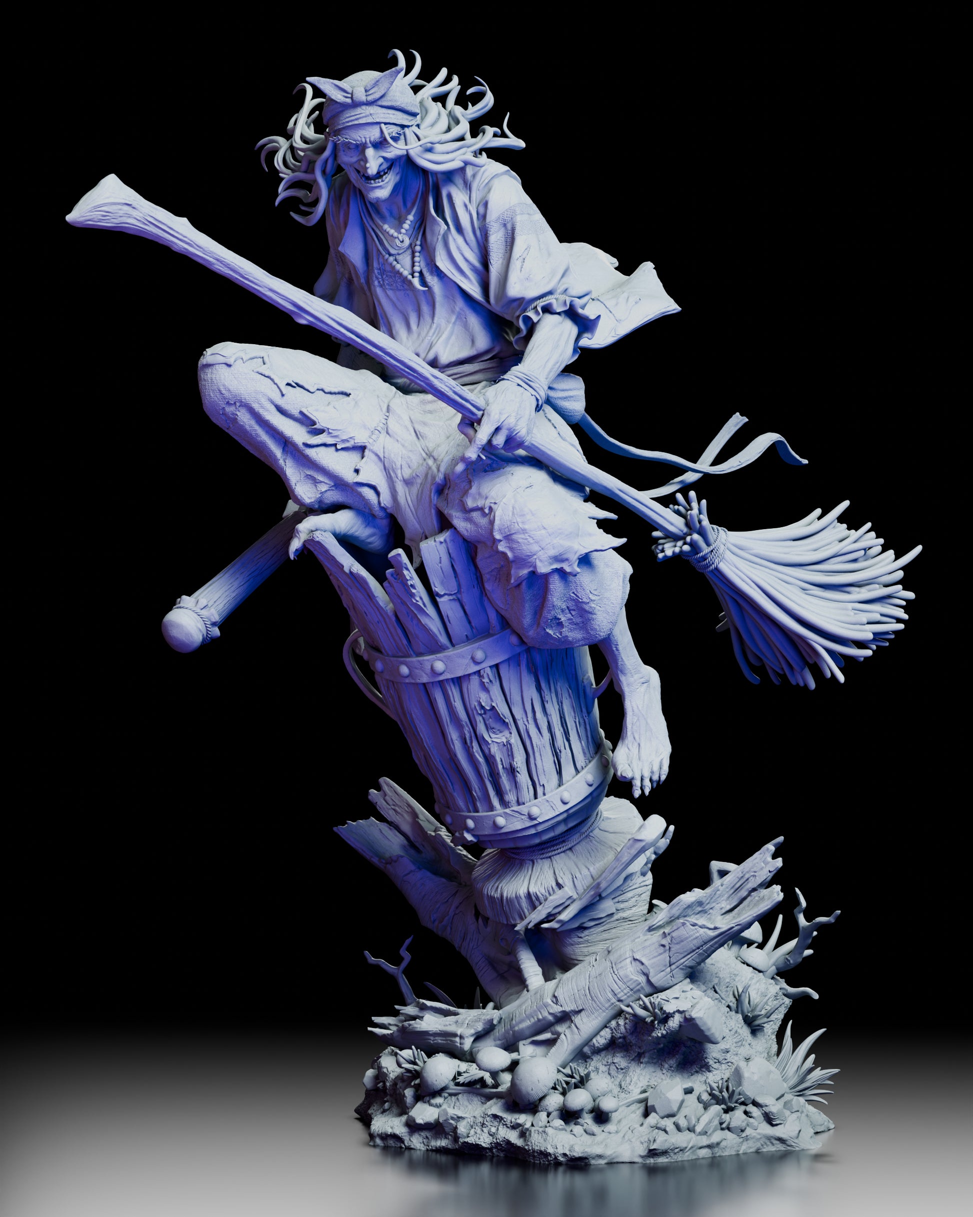 Front view of the Baba Yaga Figure Kit revealing the witch’s fierce expression and detailed sculpted features