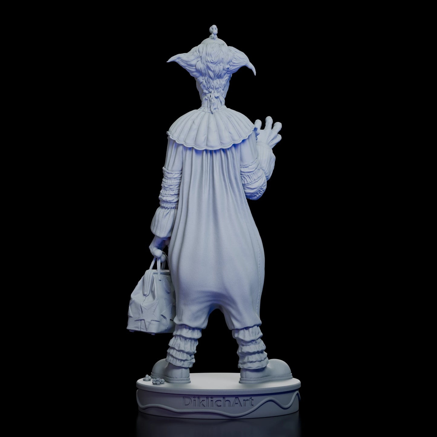 Back view of Slim Maquette Kit from Killer Klowns from Outer Space showing clown costume details and bag
