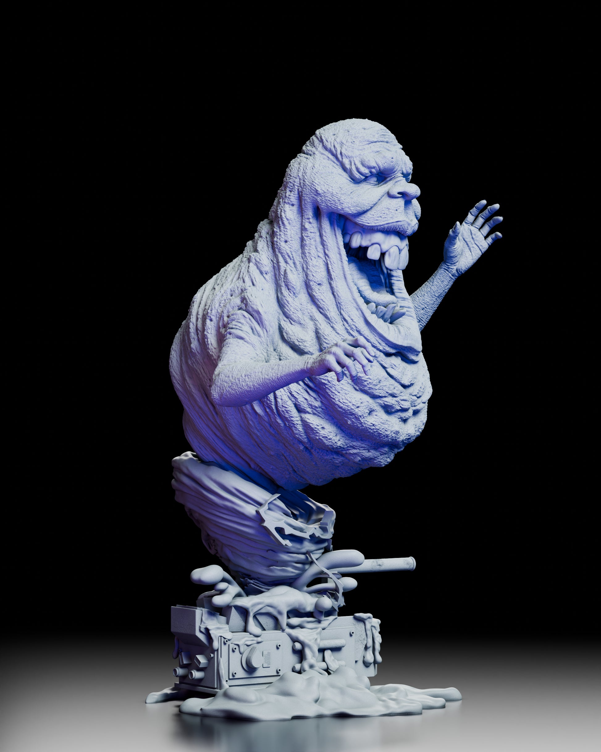 Right side view highlighting Slimer’s raised arms and swirling lower body effect