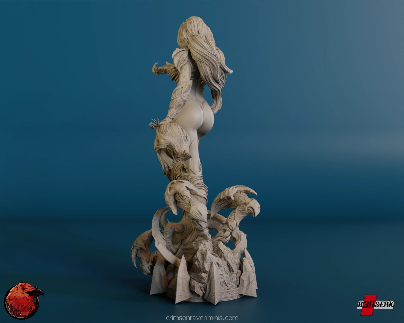 Back view of the Witchblade - Sara Pezzini resin model kit, emphasizing the detailed armor and hair.
