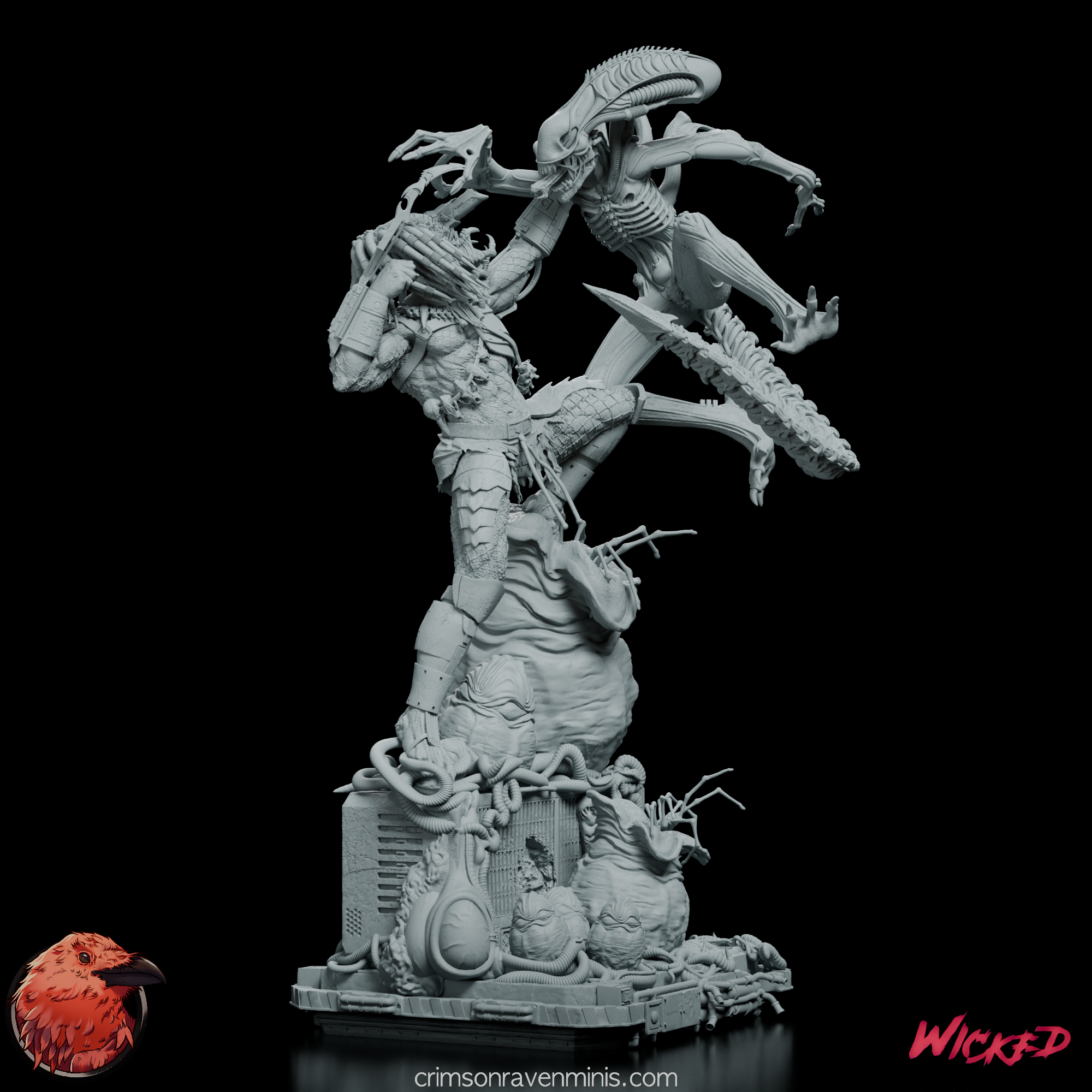 Predator vs Alien Diorama Kit | AVP Sci-Fi Collectible – Crimson Raven
