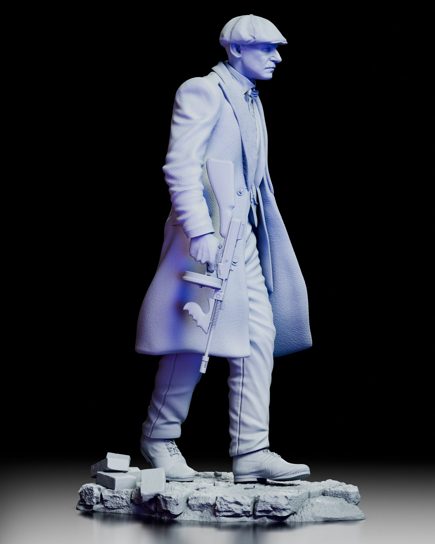 Right profile view of Arthur Shelby figure model kit emphasizing character likeness and detailed period attire