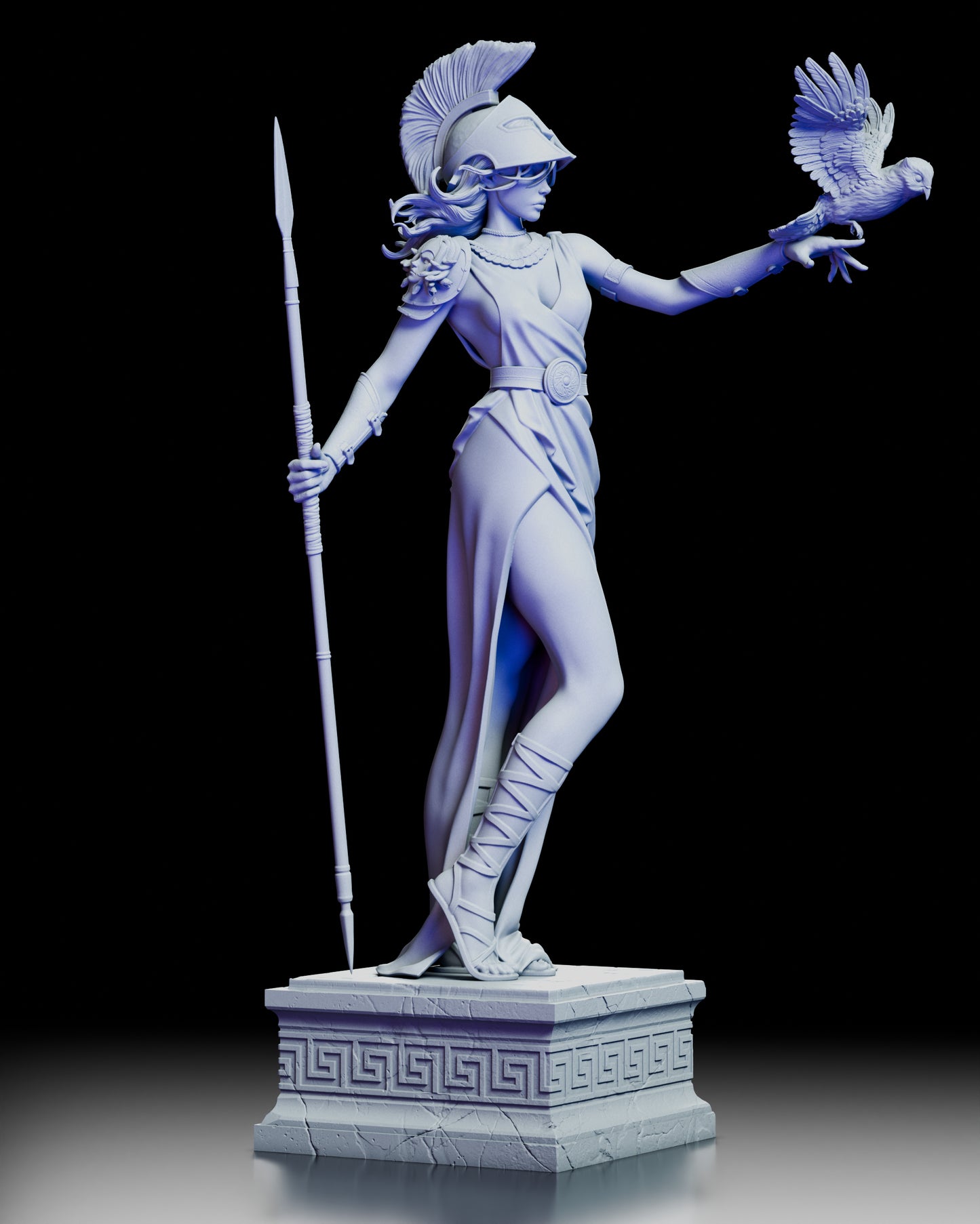 Right side view of Athena figure kit revealing sculpted base and elegant drapery