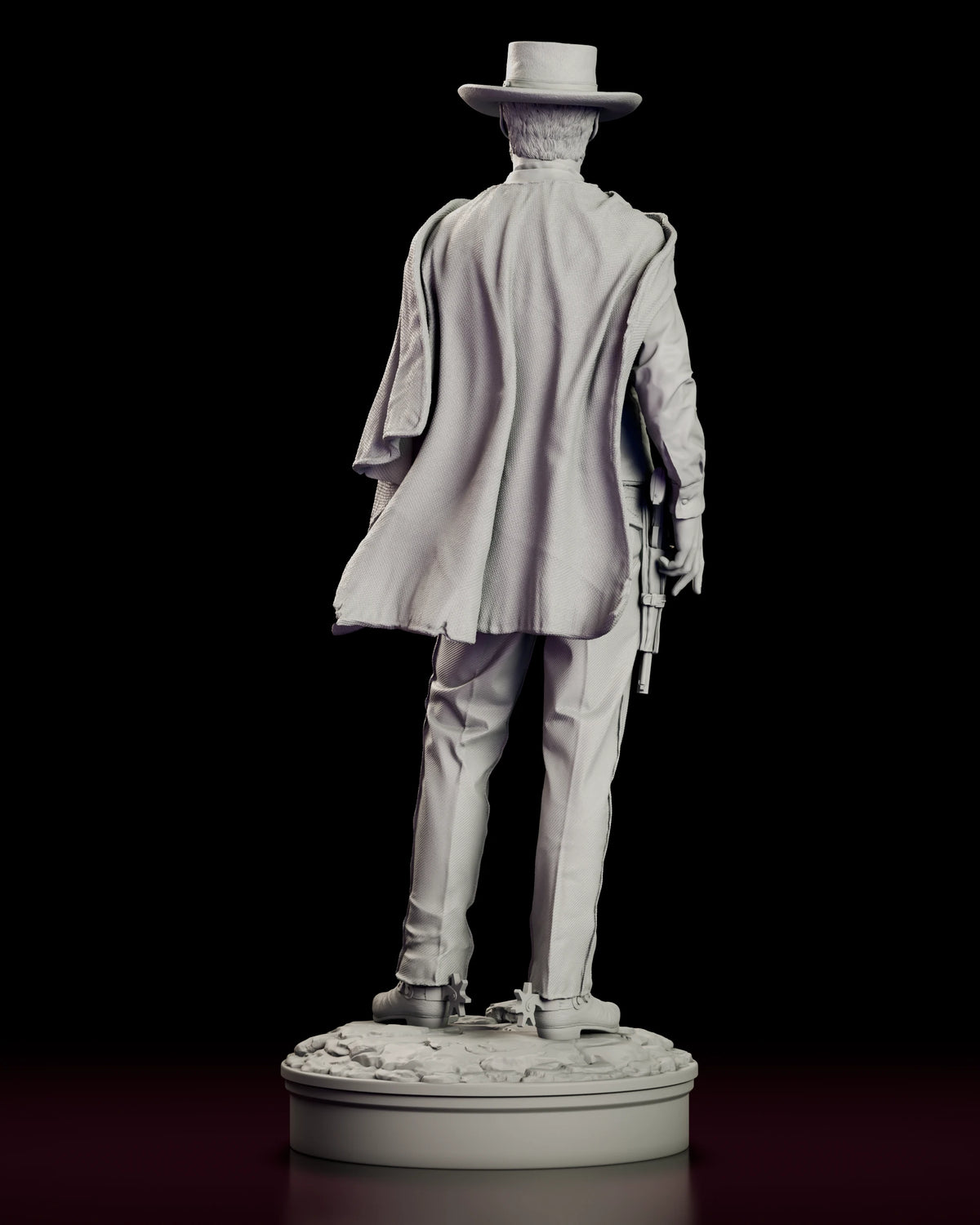 Back view of the Blondie figure model kit showing the poncho, hat and round base