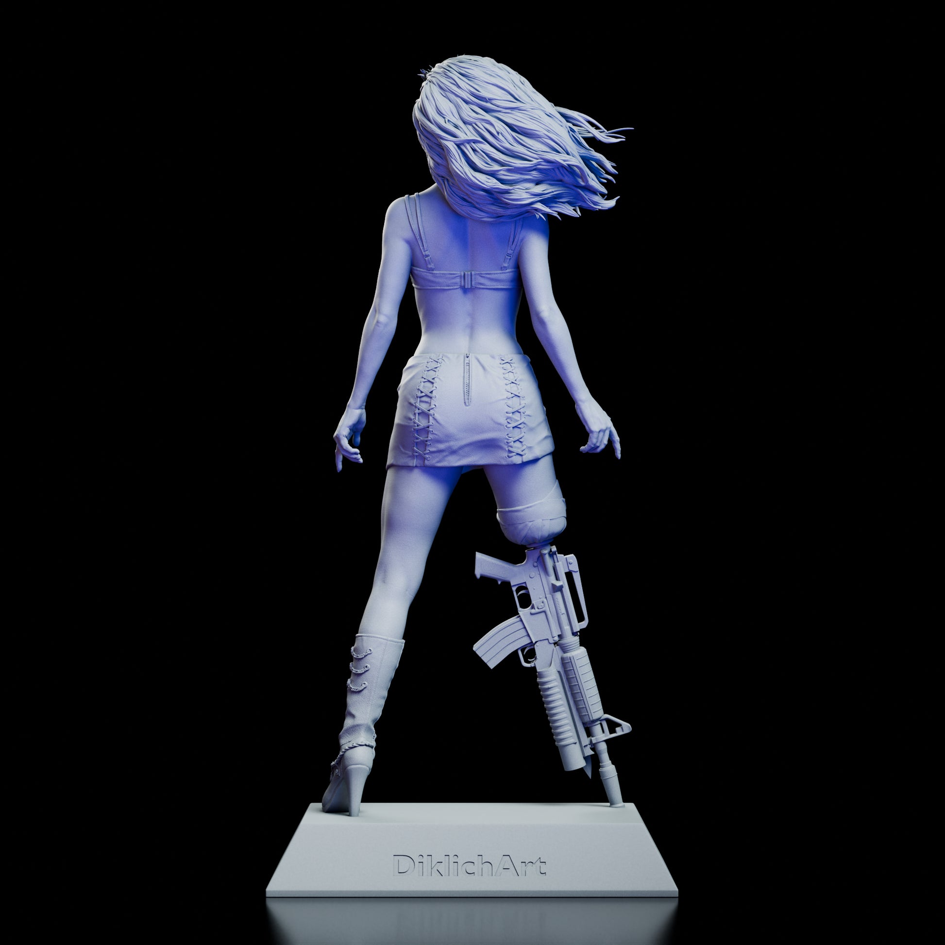 Back view of Cherry Darling figure kit showing hair and outfit detail