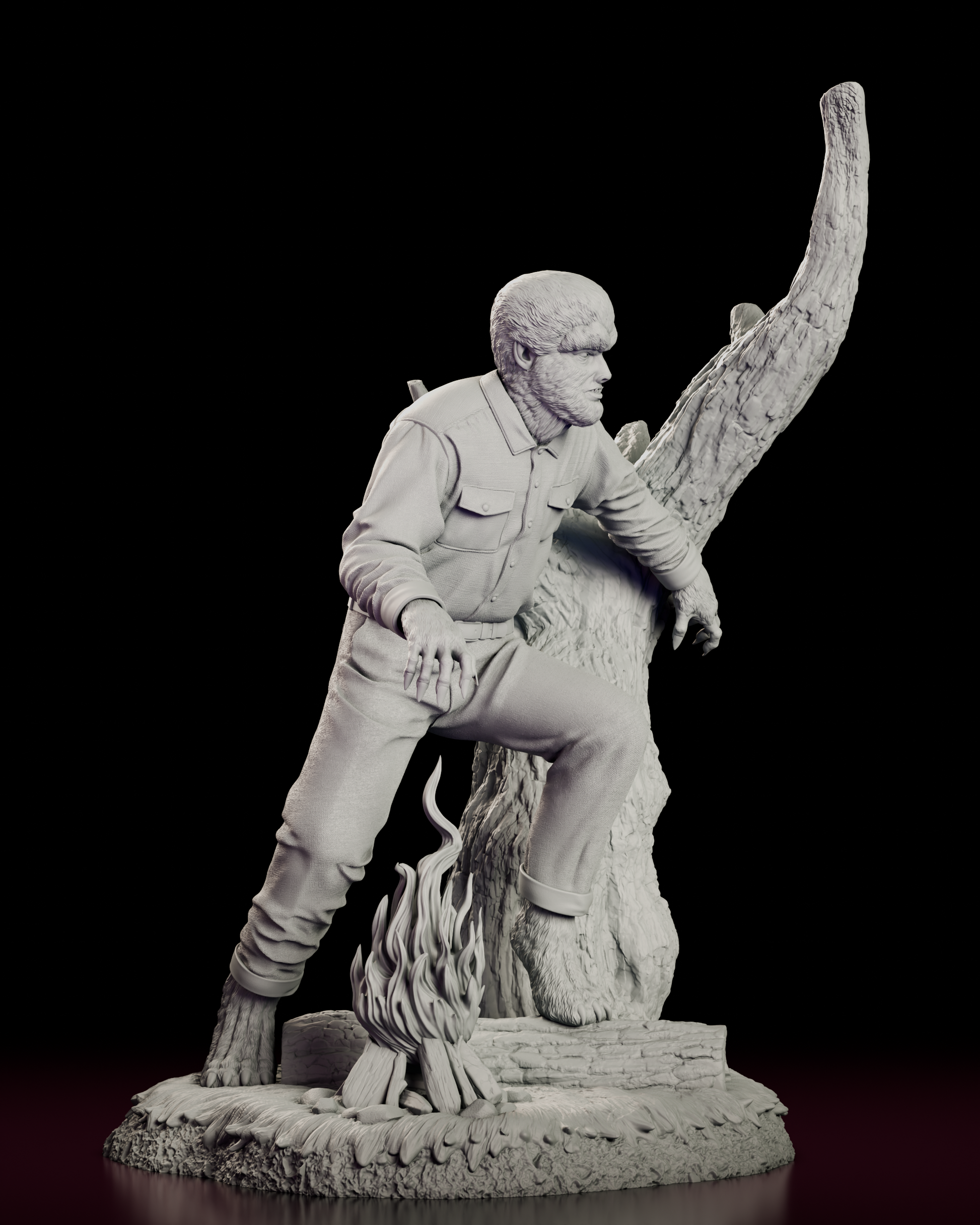 Right side view of the Classic Wolfman figure model kit reaching with clawed hands