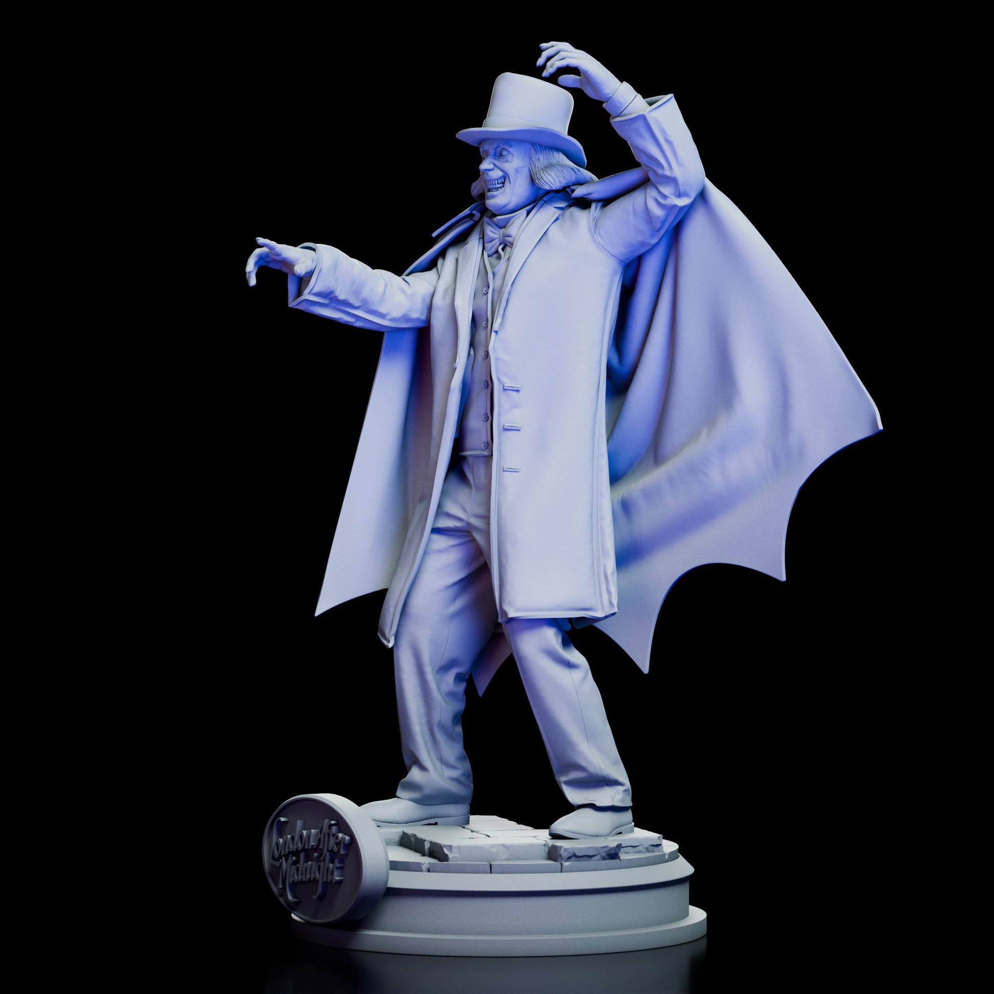 A profile view of the London After Midnight Professor Burke model kit from the left side.