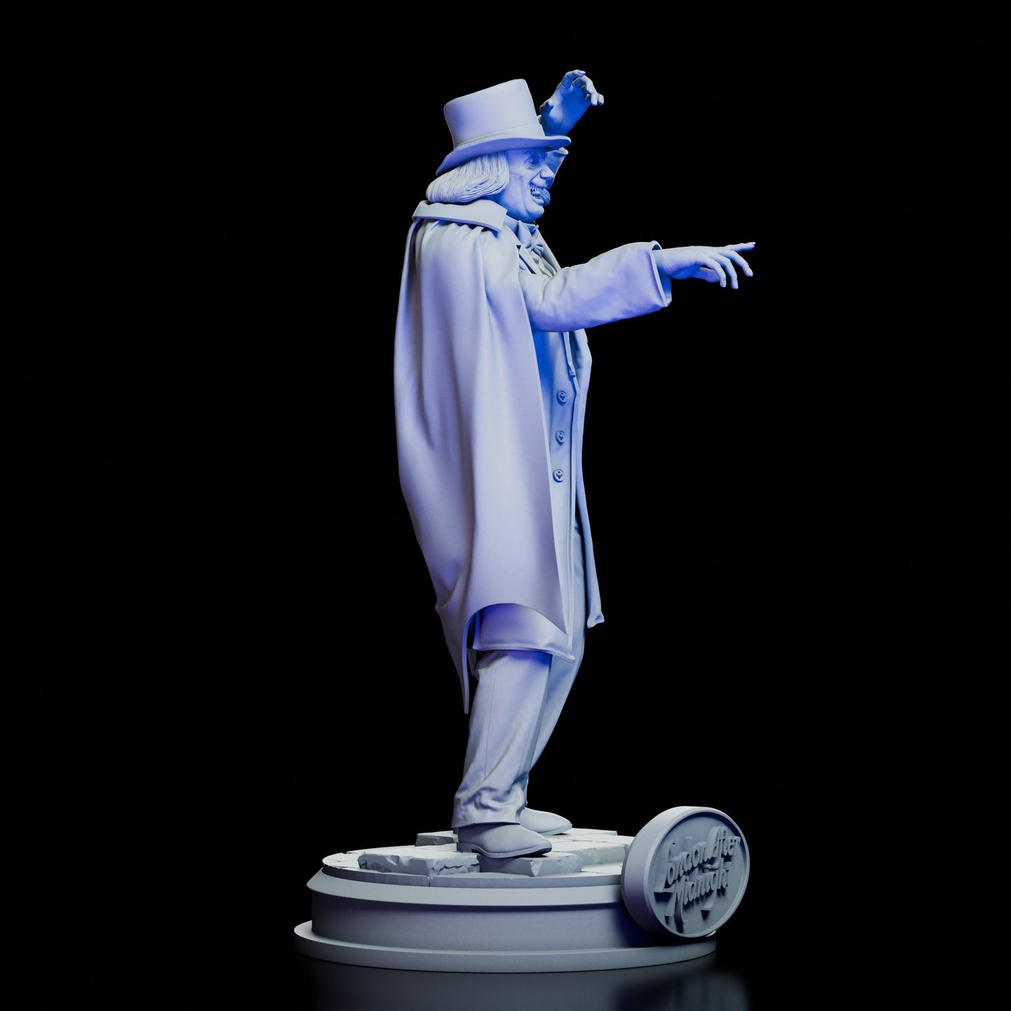 A profile view of the London After Midnight Professor Burke model kit from the right side.