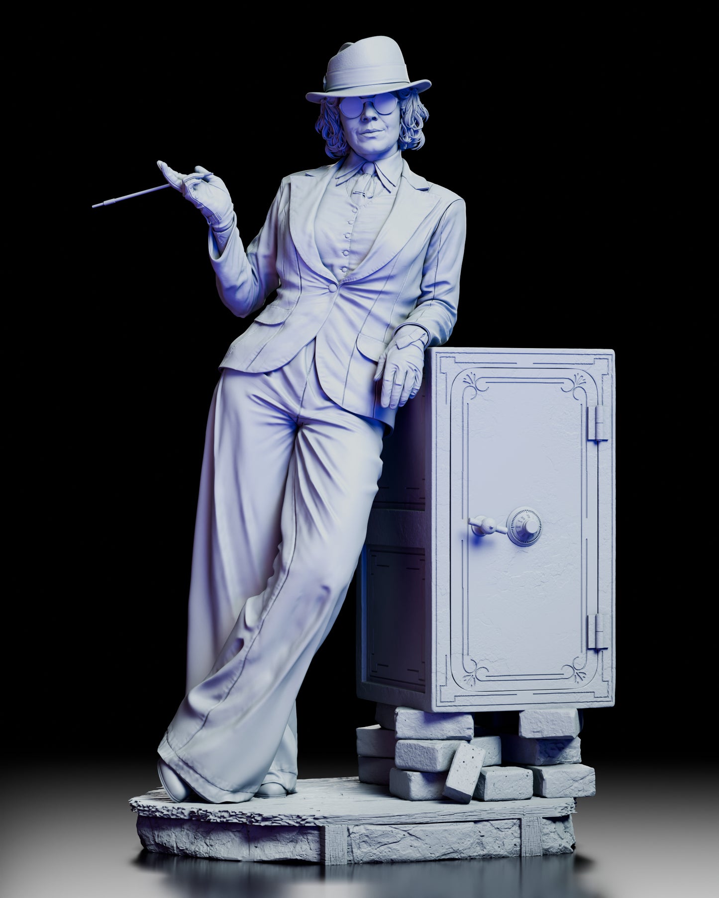 Front view of Polly Gray Peaky Blinders figure model kit with confident stance and cigarette holder accessory