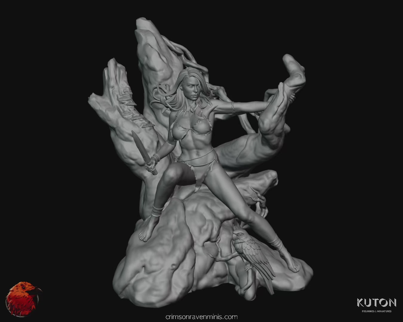 video showing details of Jungle Girl resin figure model kit.