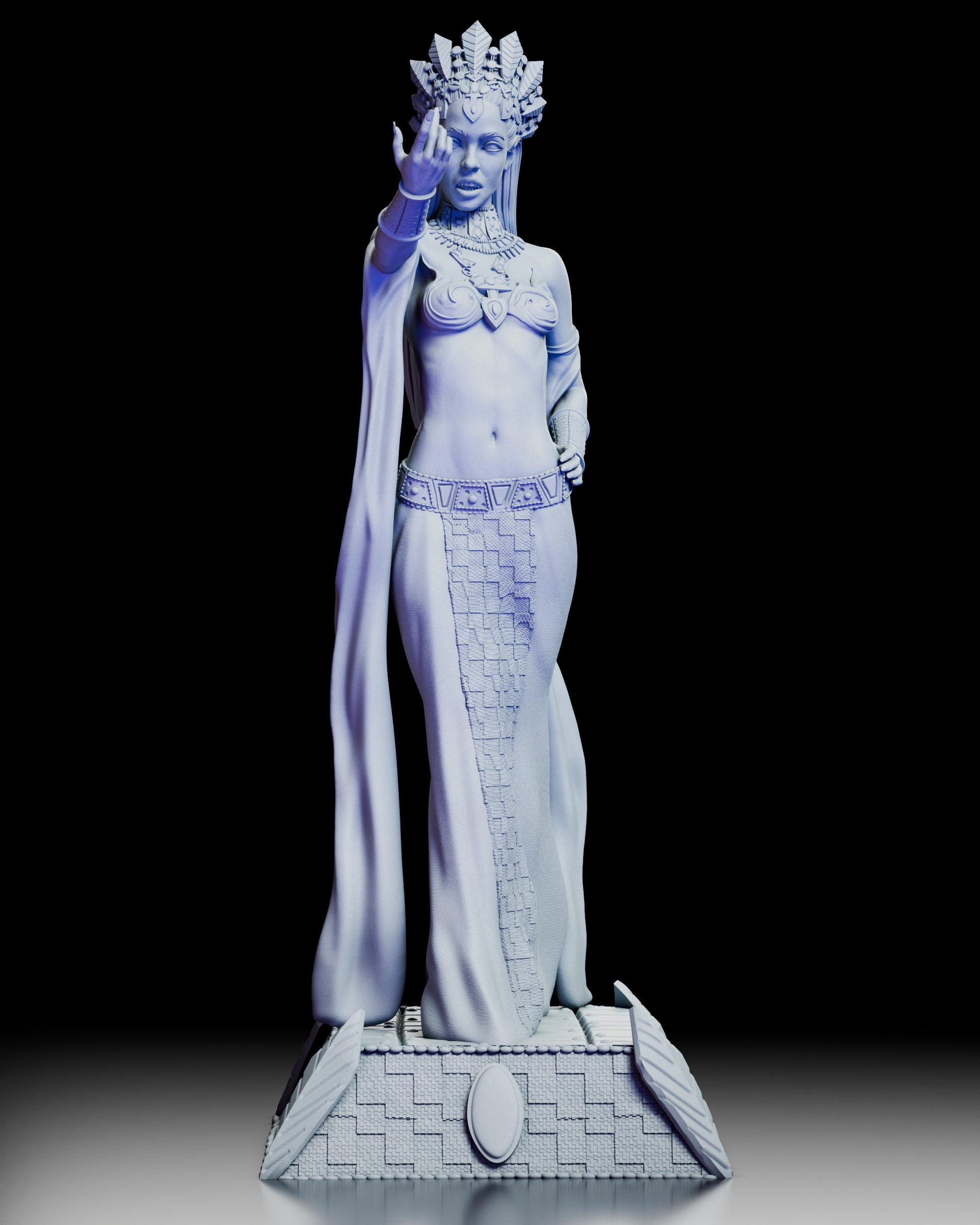 Full 360-degree turntable view of Akasha, Queen of the Damned resin figure showing complete sculpt, pose, and costume detail from all angles