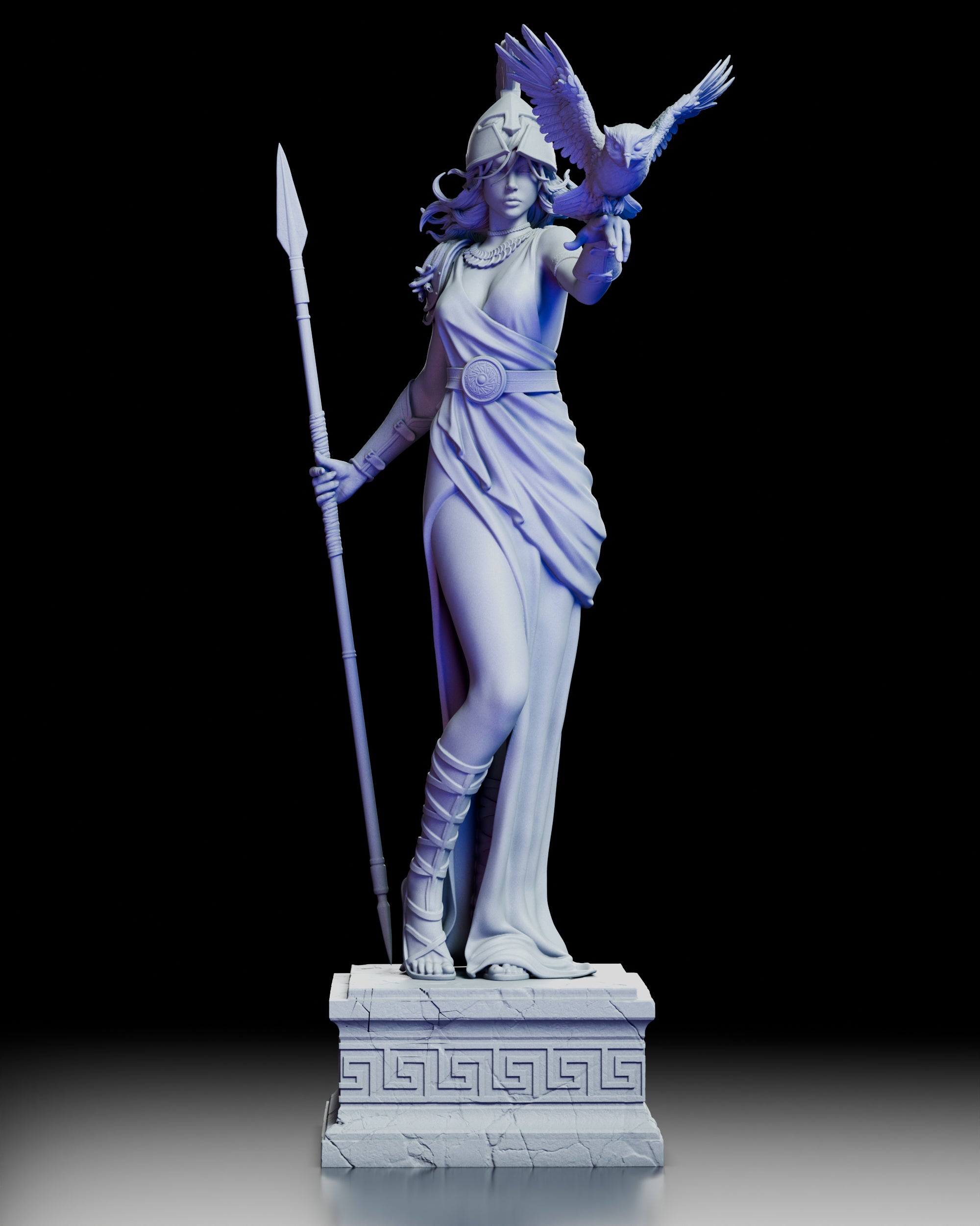 360 degree turntable video showcasing the full Athena Keeper of Wisdom sculpt from every angle