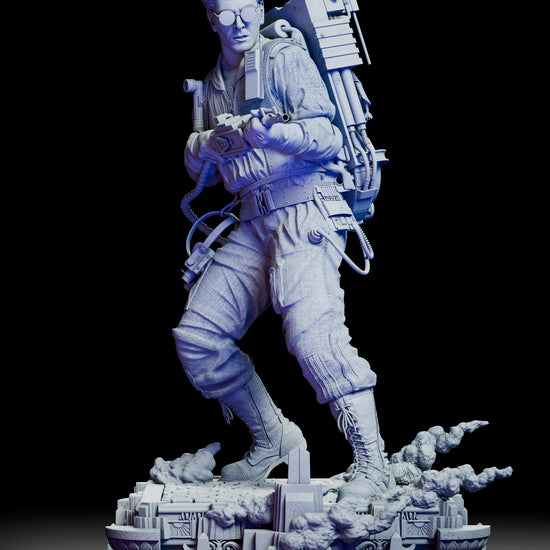 360-degree view of Egon Spengler resin figure kit showing full pose and base design