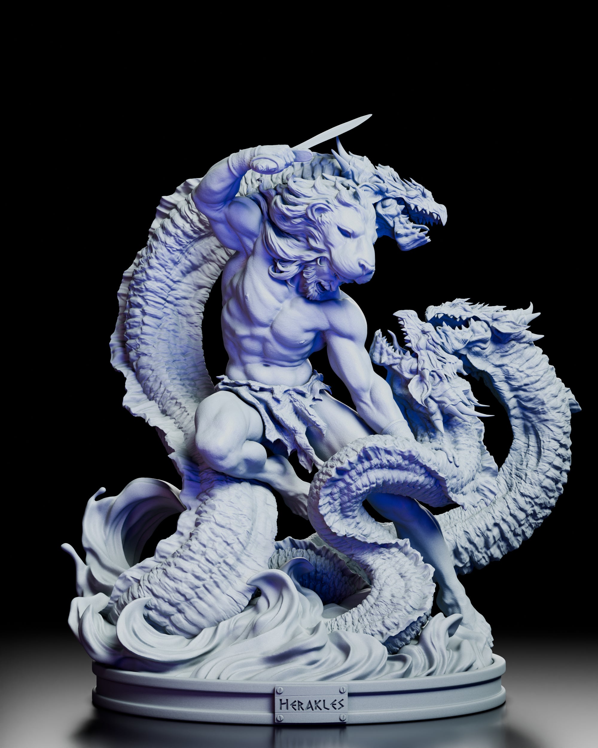 360-degree turntable view of Heracles The Hydra’s Bane showing the full composition of the battle between hero and Hydra