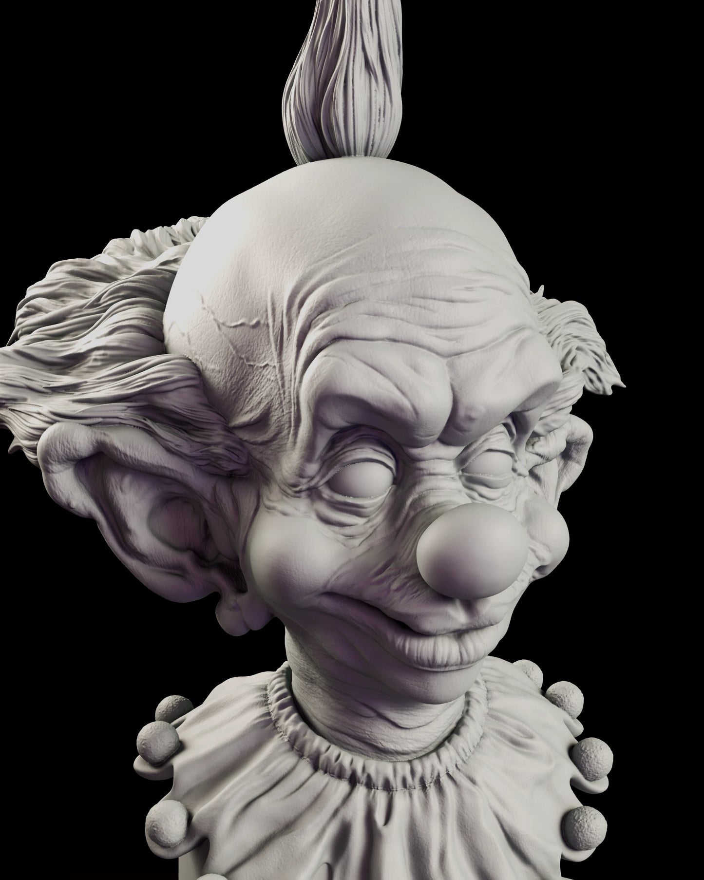 Portrait view of the Shorty bust figure model kit capturing the ball nose, round cheeks, hooded eyes and closed-lipped grin