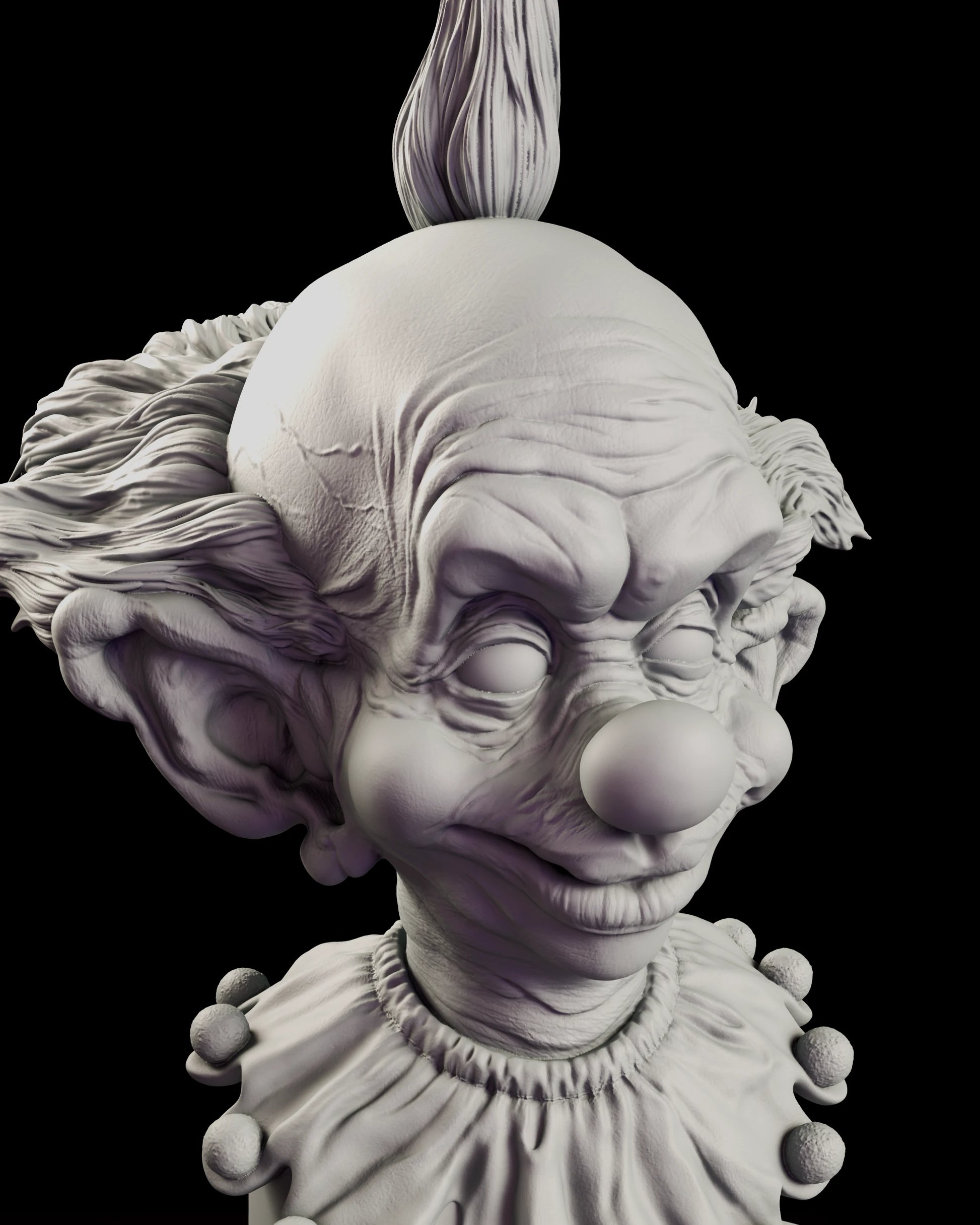 Portrait view of the Shorty bust figure model kit capturing the ball nose, round cheeks, hooded eyes and closed-lipped grin