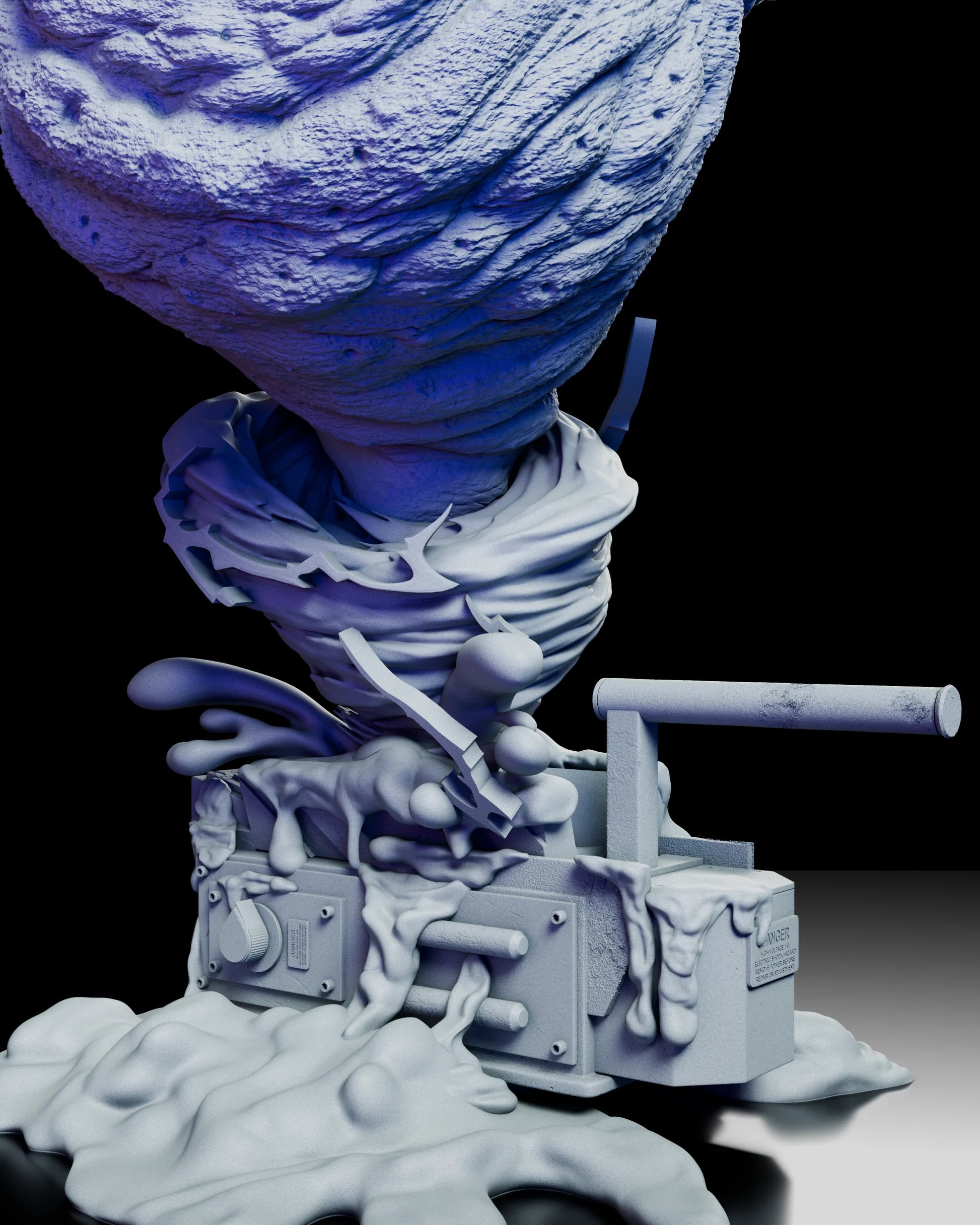 Detail shot of the ghost trap base covered in flowing ectoplasmic sculpted resin