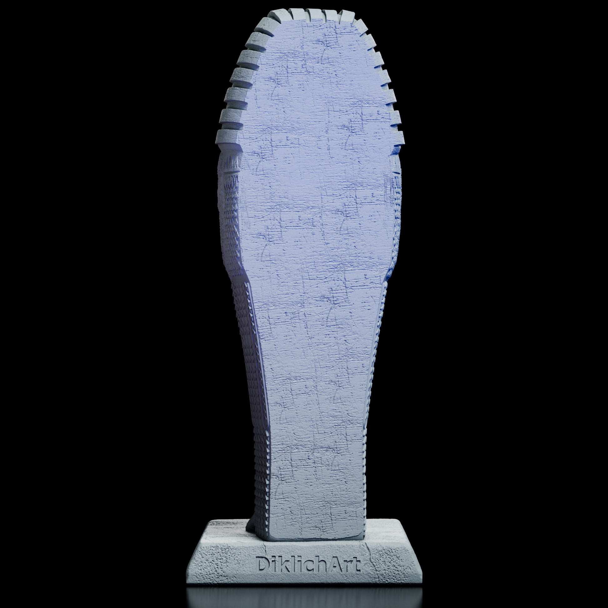 Back view of The Mummy Maquette Kit showing the textured stone sarcophagus details