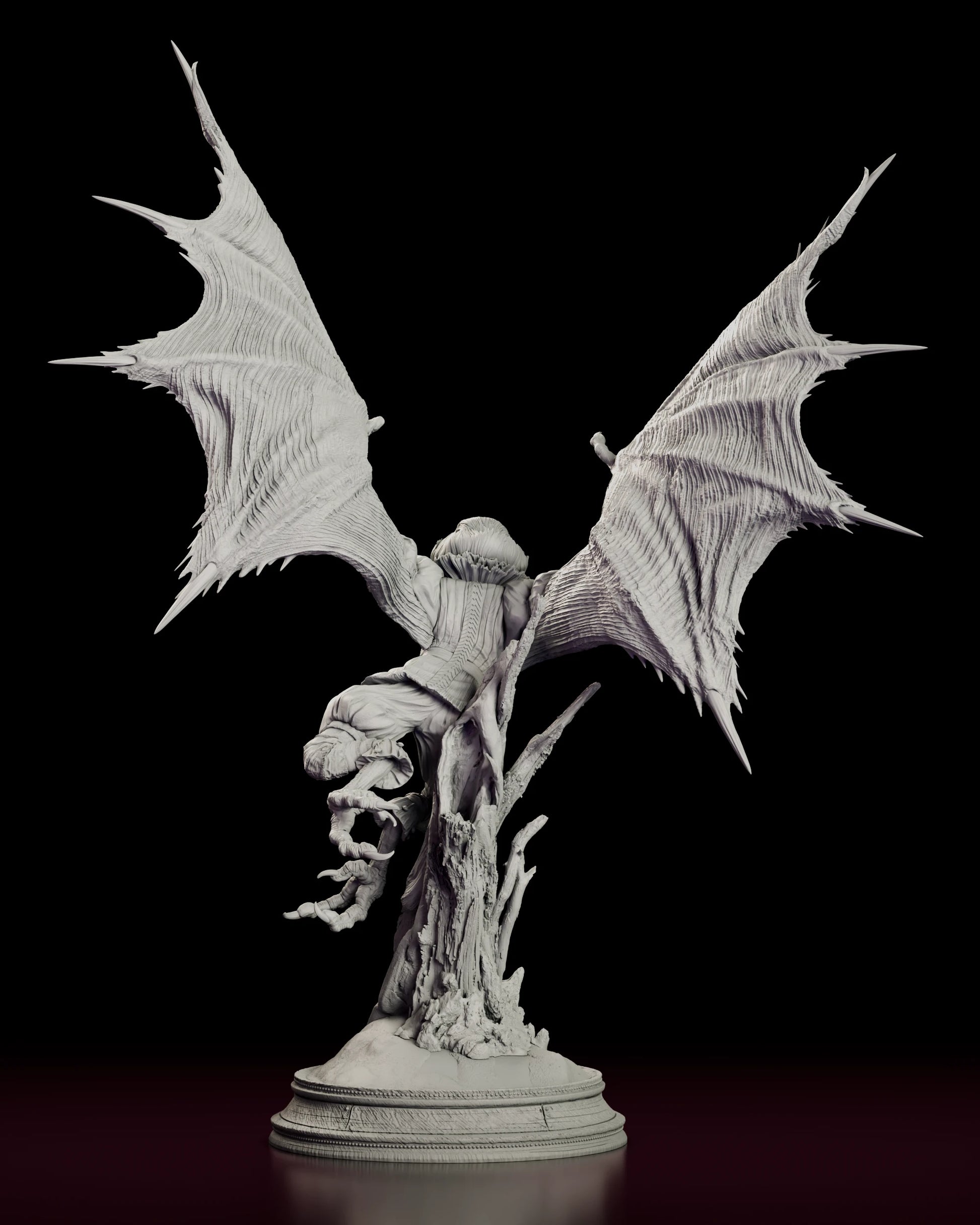 Rear view of the Winged Pennywise figure model kit showing the full wingspan and clown costume